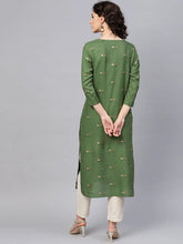 Women Green Color Printed Fancy Kurti